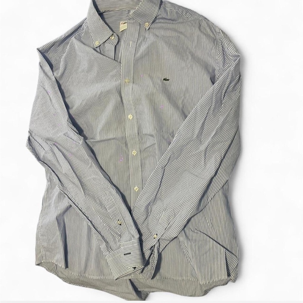 Lacoste slim fit white and blue stripes button up